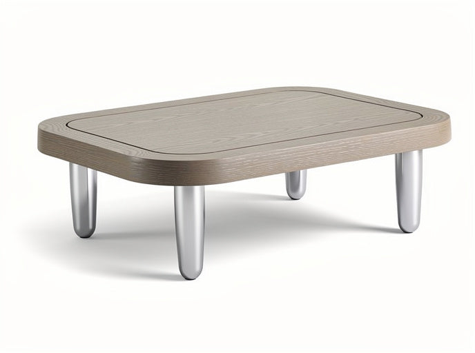 Modern vierkant salontafel van hout met metalen poten
