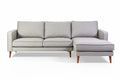 Moderne bank met chaise longue en houten poten
