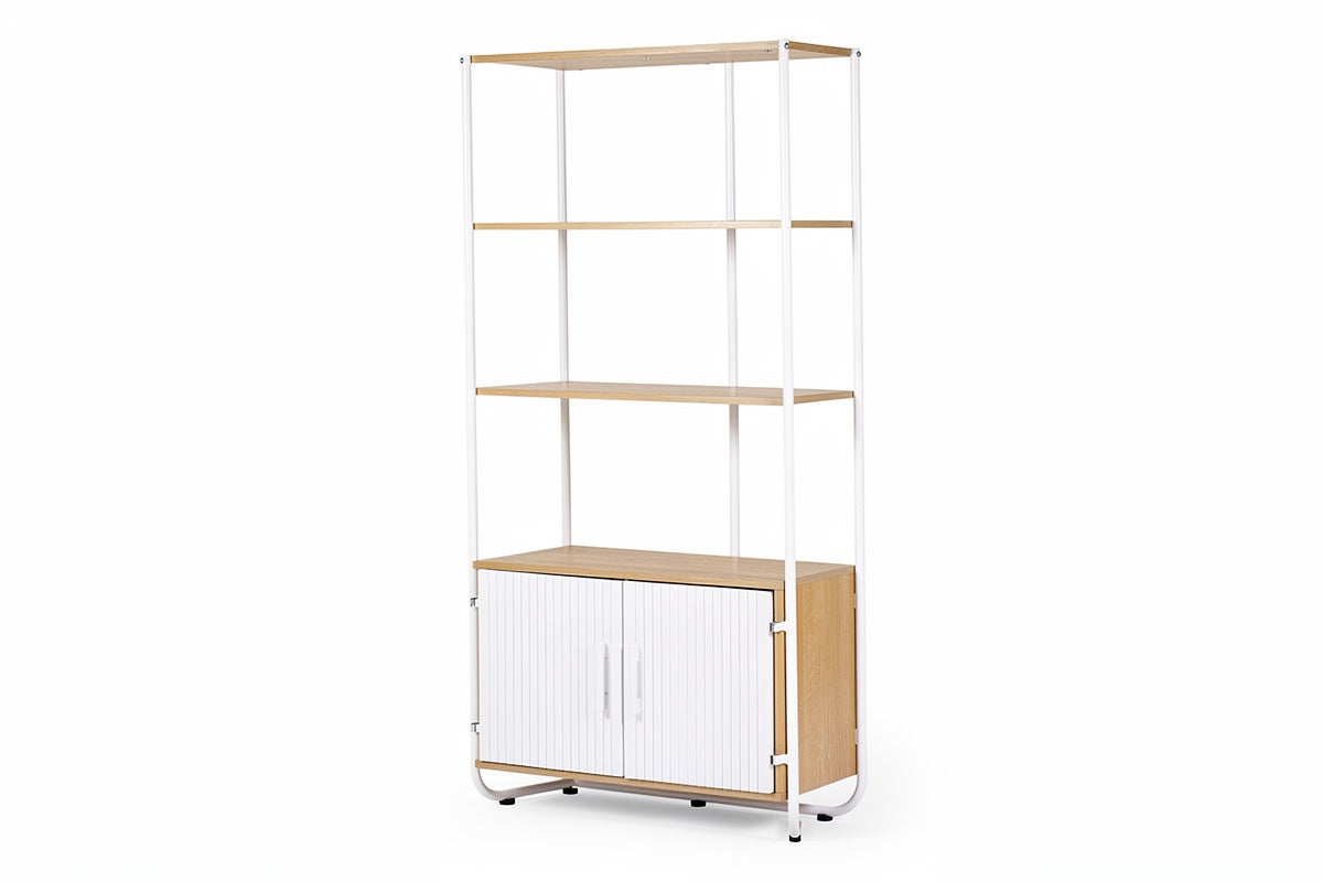 Moderne open boekenkast met opbergruimte