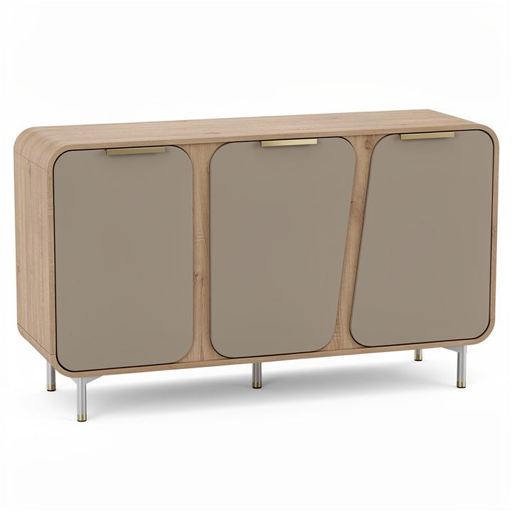Moderne Houten Kast met Gestroomlijnde Deuren